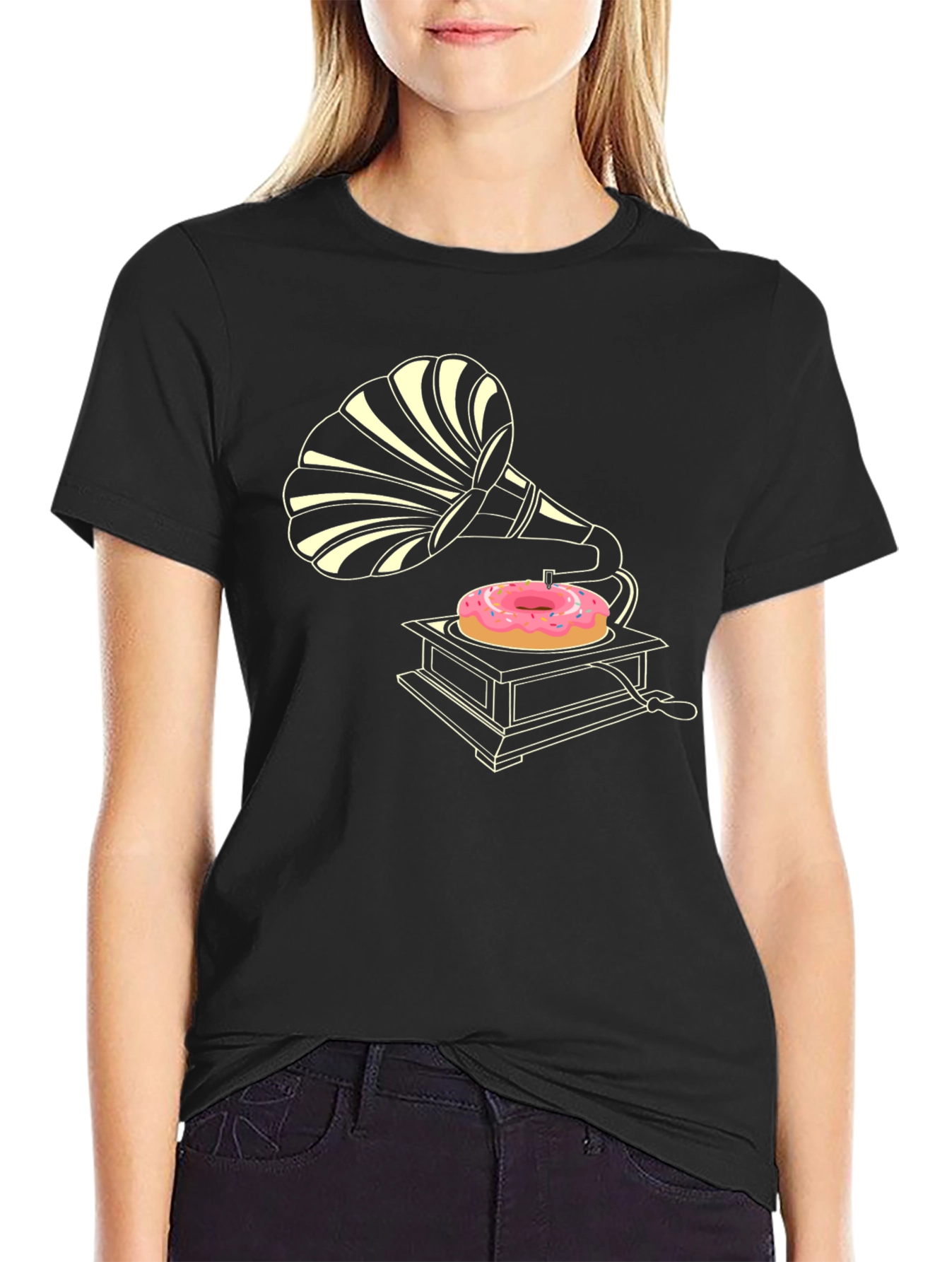 Retro Donut Gramophone T-Shirt