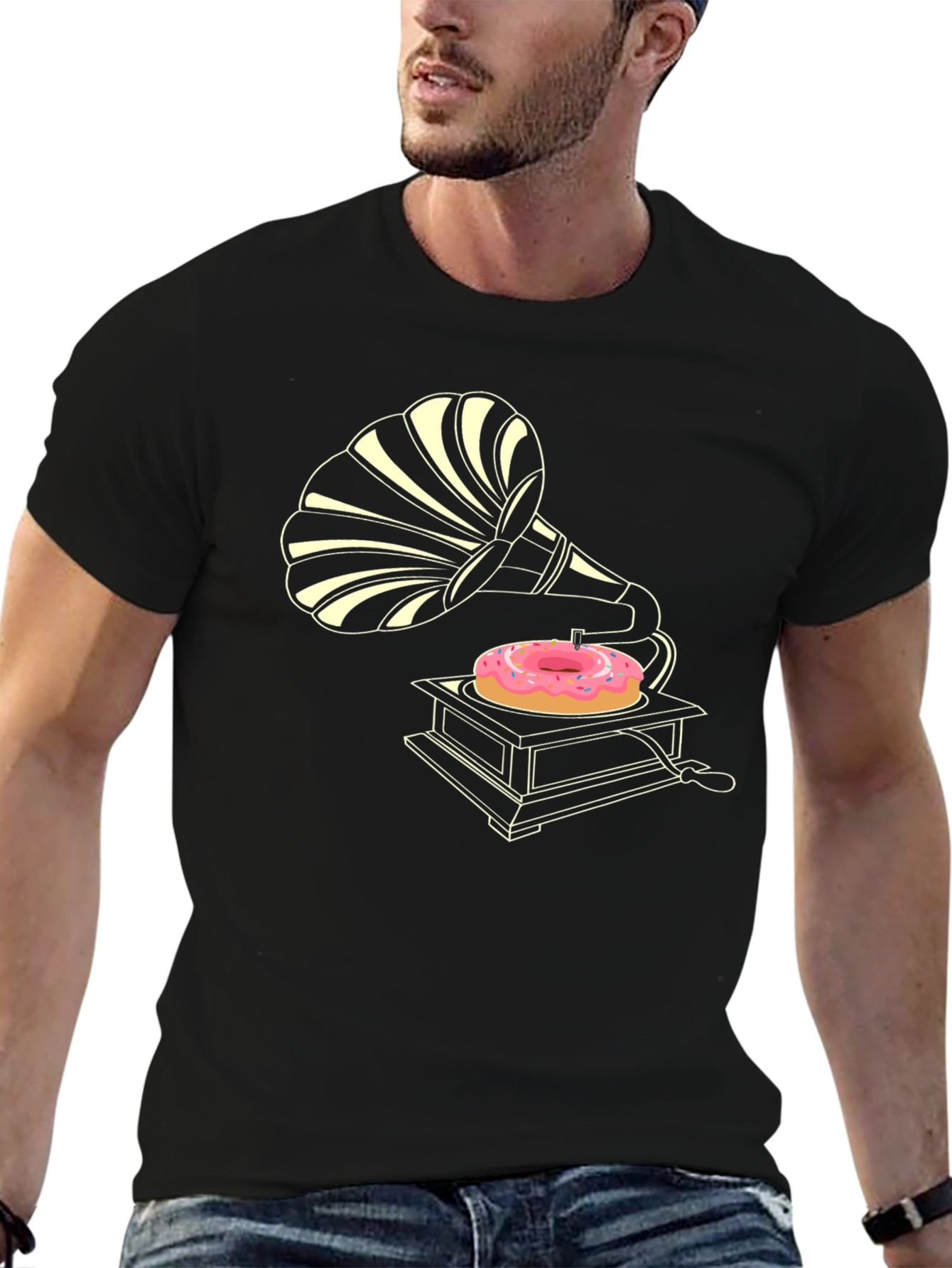Retro Donut Gramophone T-Shirt