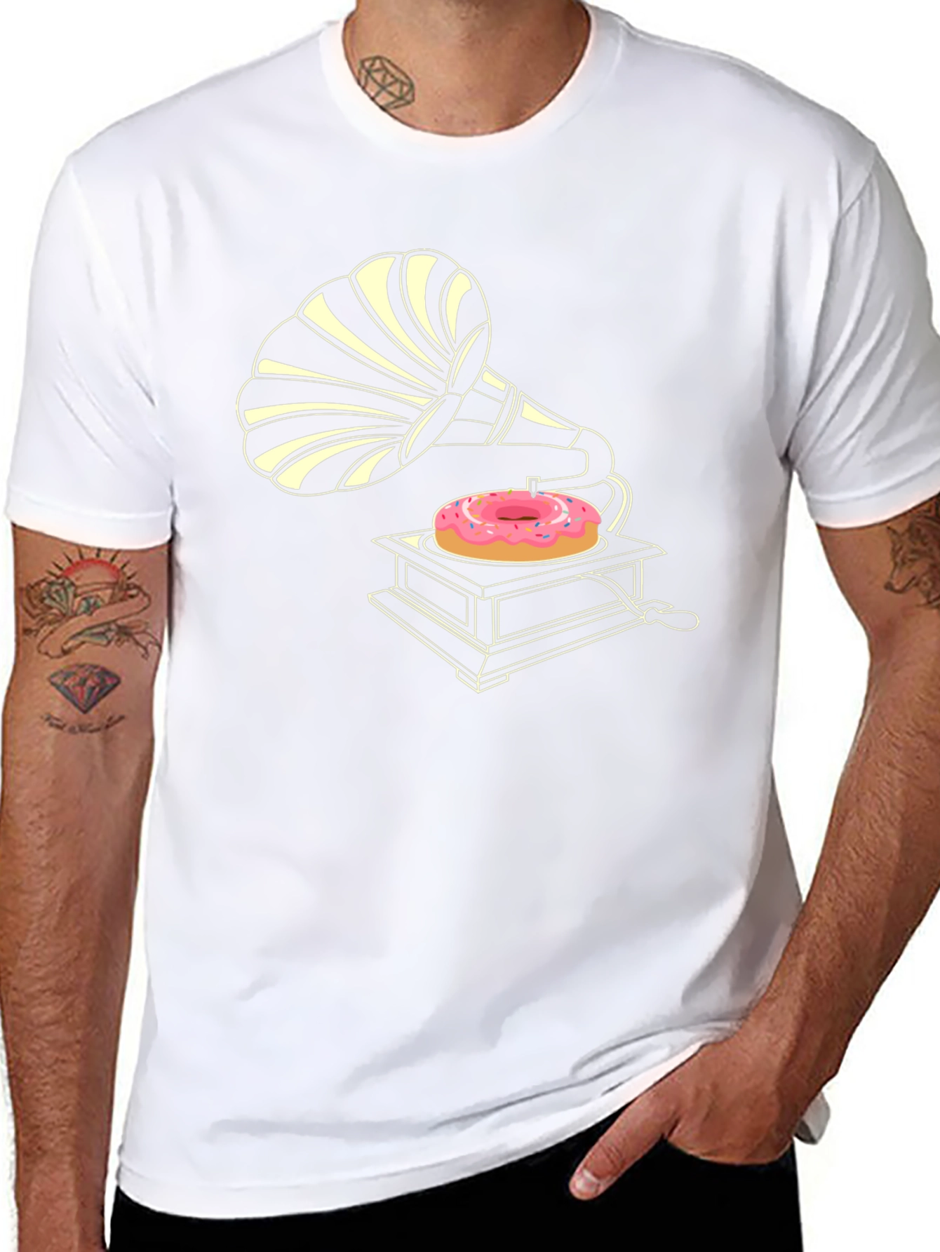 Retro Donut Gramophone T-Shirt