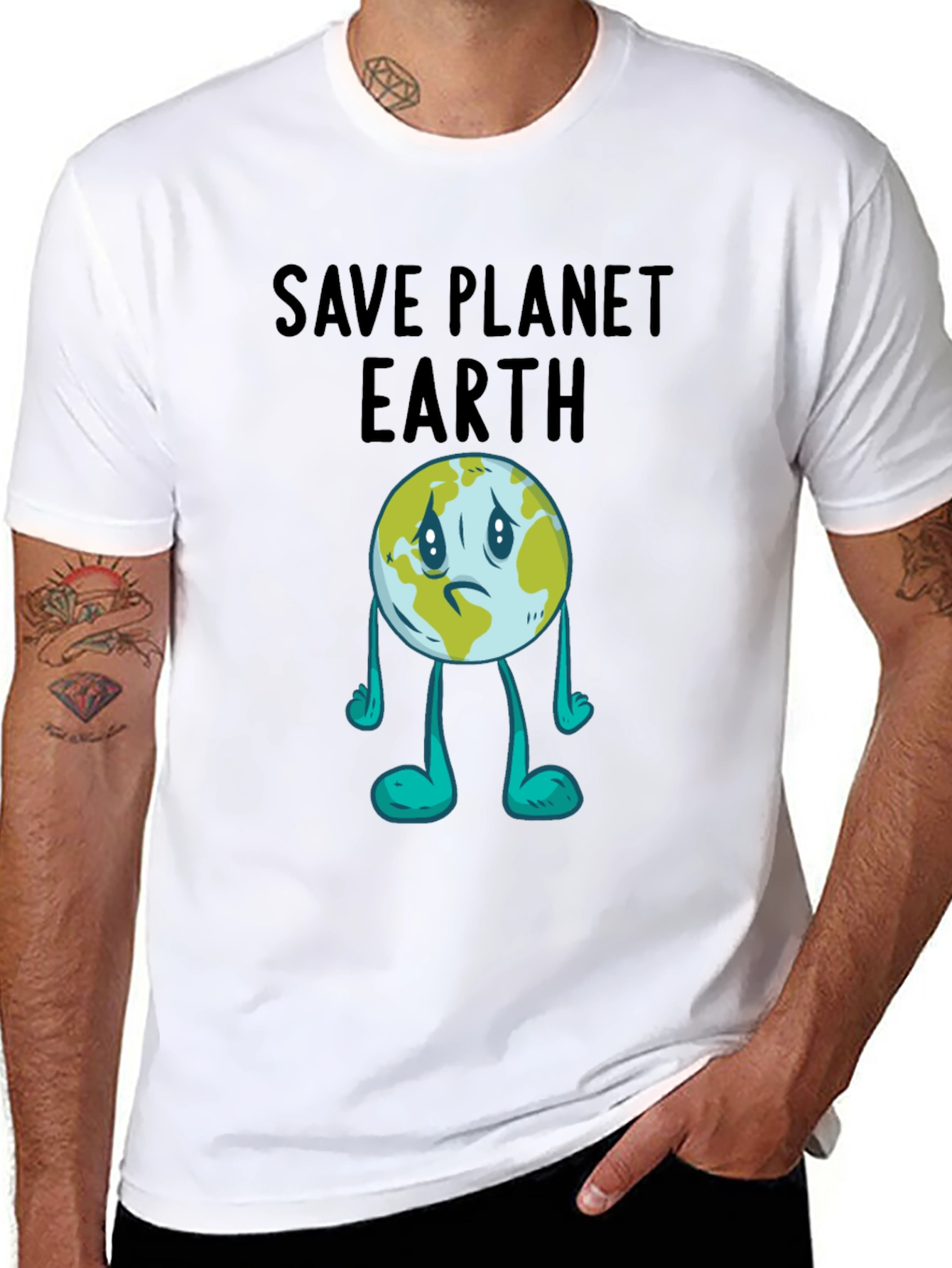 Save Planet Earth Graphic T-Shirt - Black