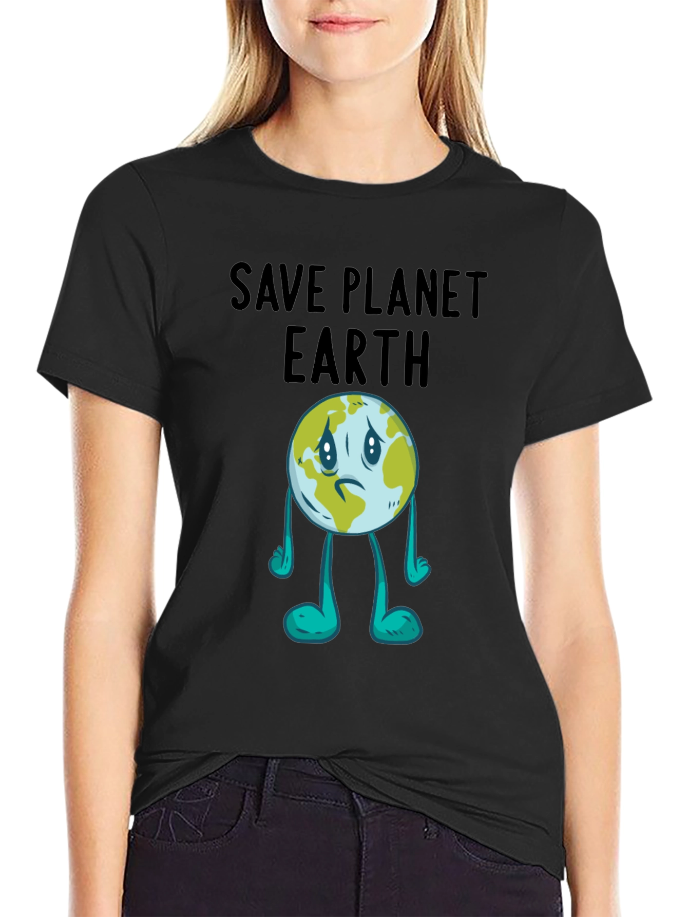Save Planet Earth Graphic T-Shirt - Black