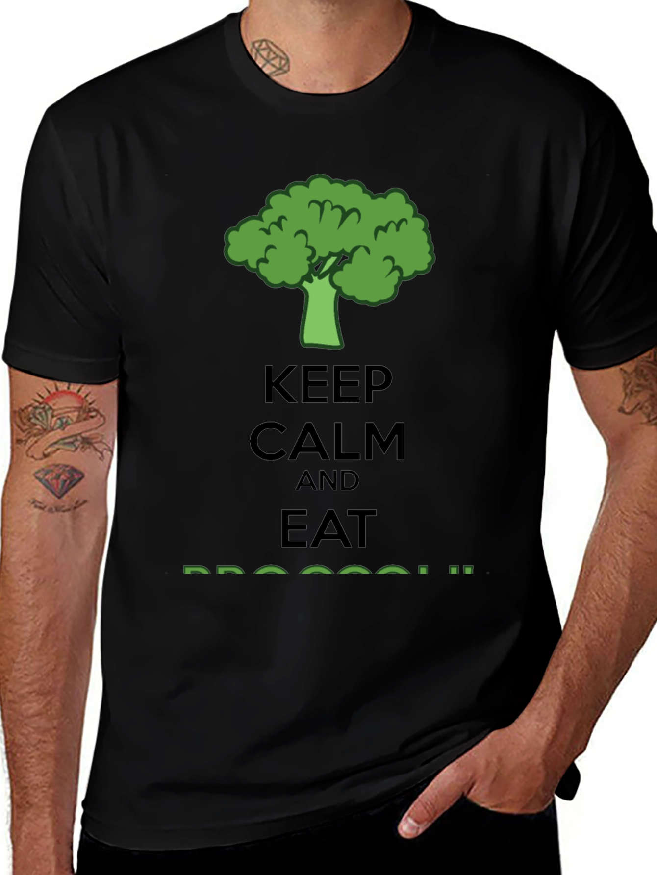 Keep Calm Eat Broccoli T-Shirt - Funny Vegan Tee