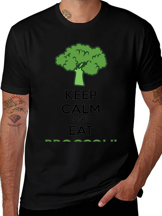 Keep Calm Eat Broccoli T-Shirt - Funny Vegan Tee