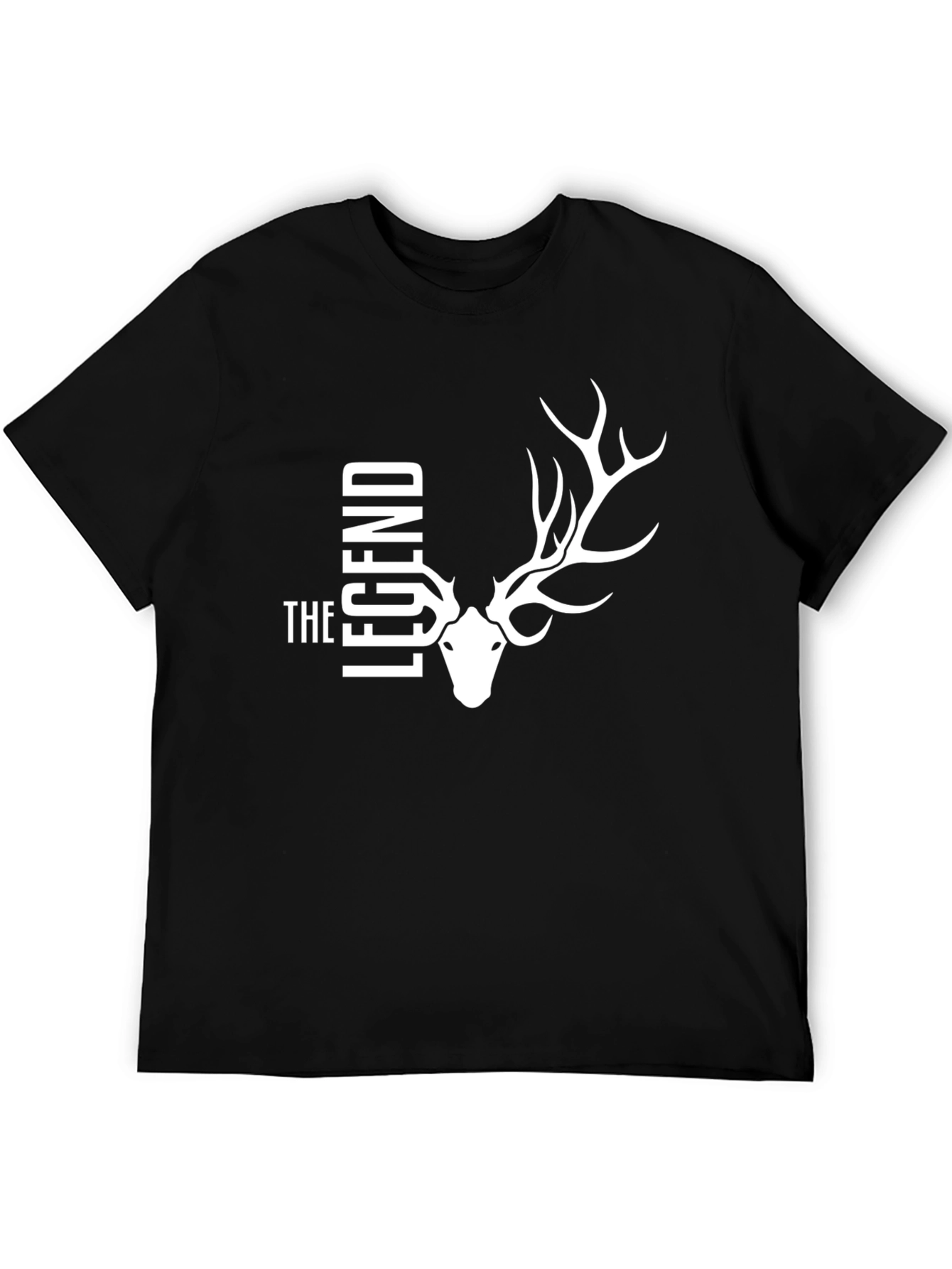 The Legend Deer Graphic Tee - Black Cotton T-Shirt
