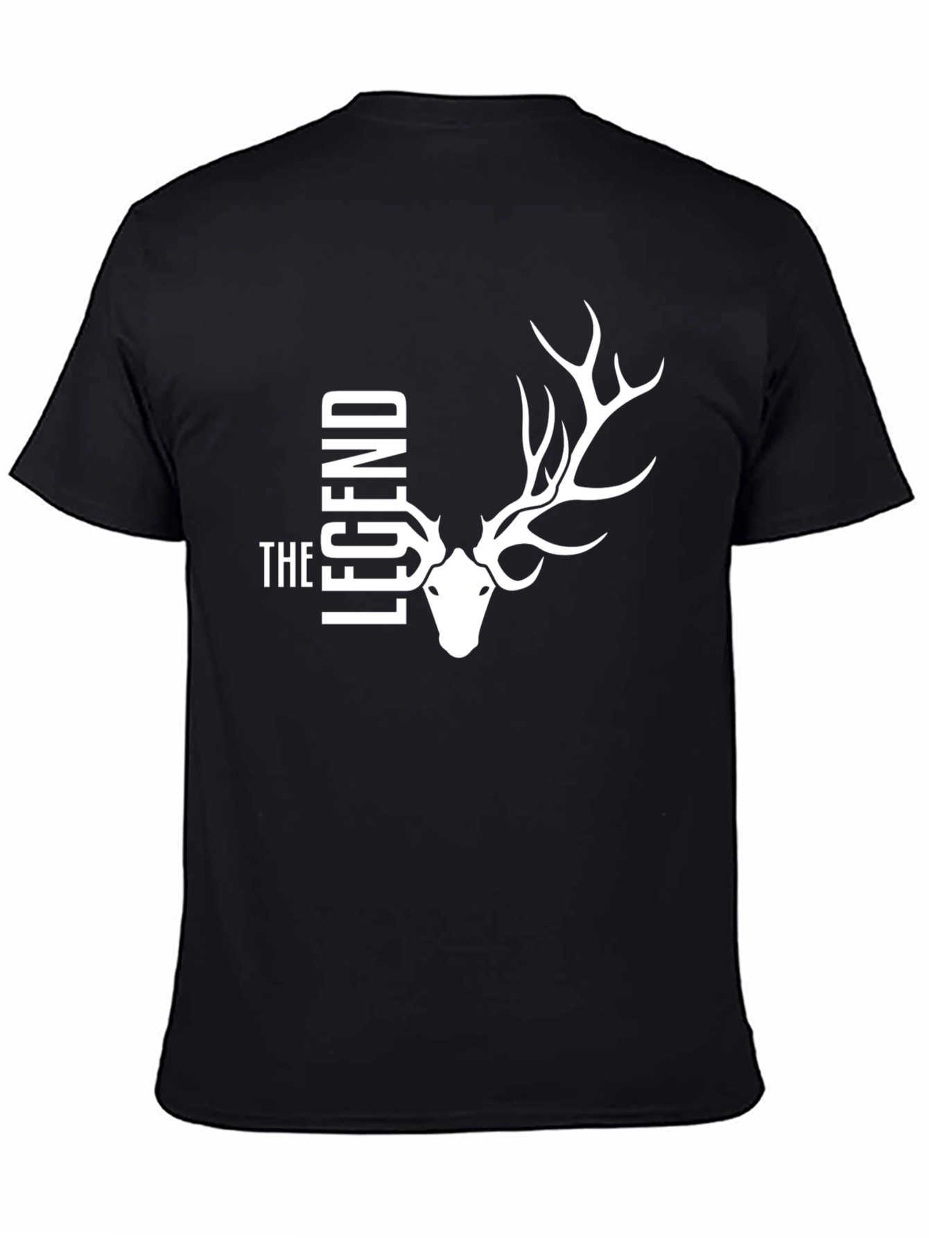 The Legend Deer Graphic Tee - Black Cotton T-Shirt