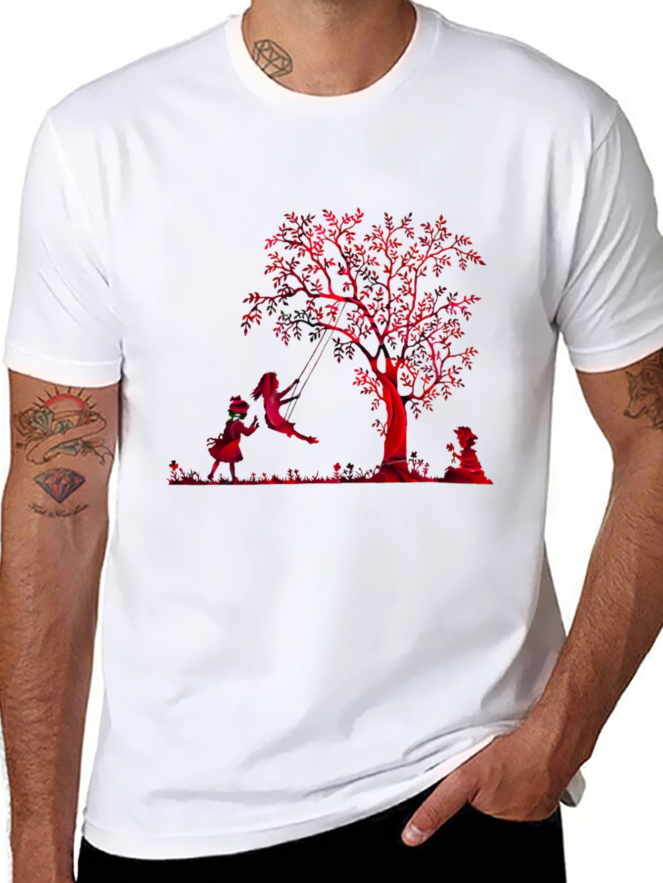 Red Tree Graphic Tee - Black