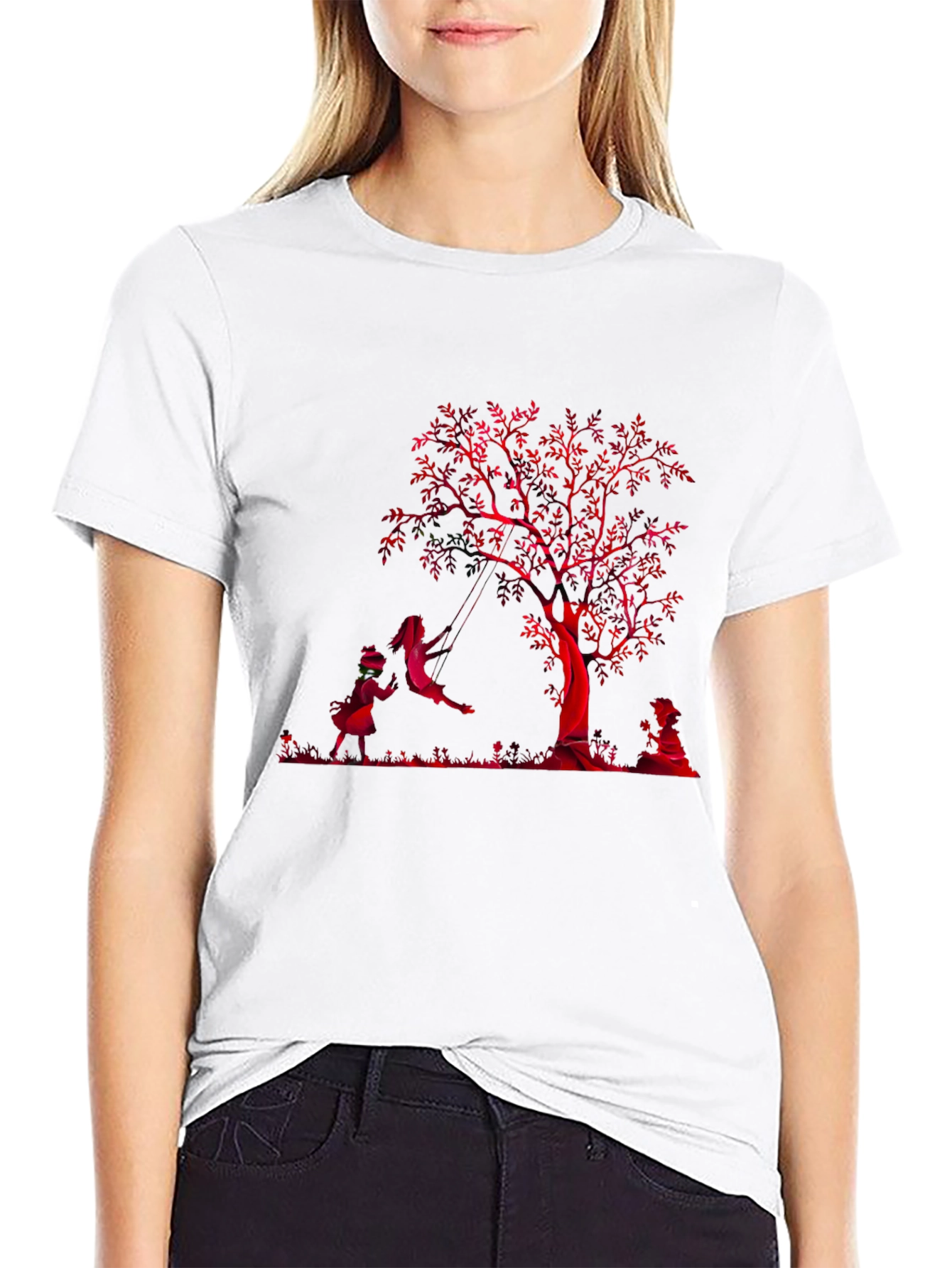 Red Tree Graphic Tee - Black