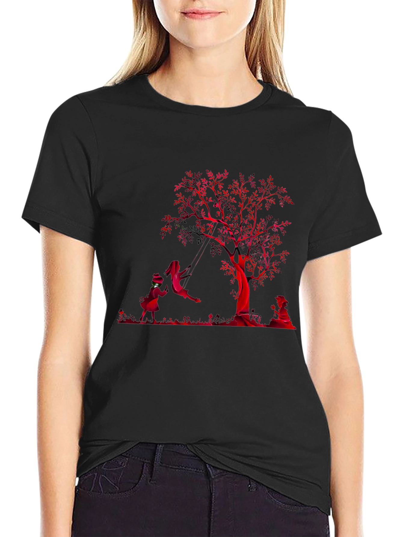 Red Tree Graphic Tee - Black