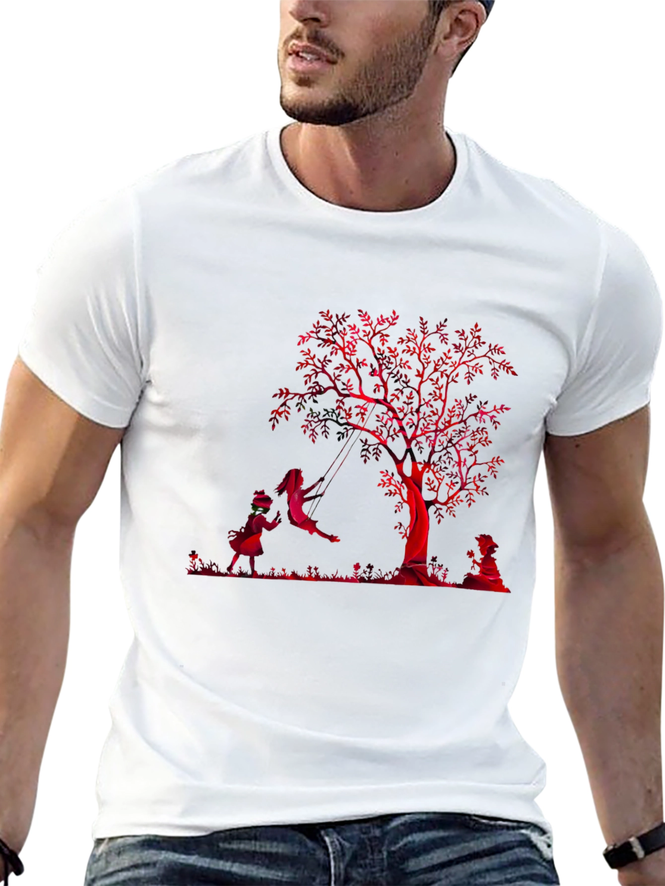 Red Tree Graphic Tee - Black