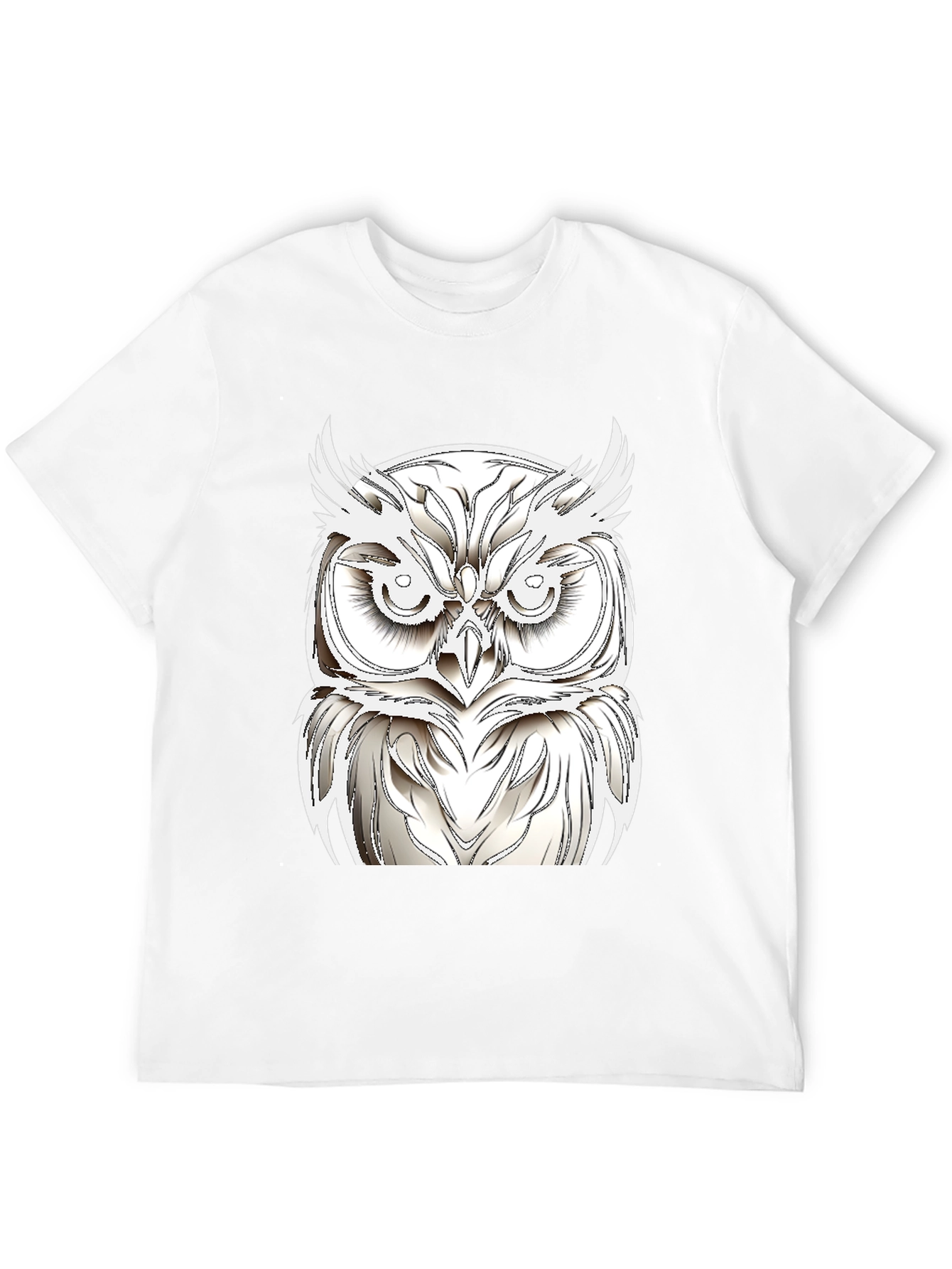 Black T-Shirt with White Owl Design