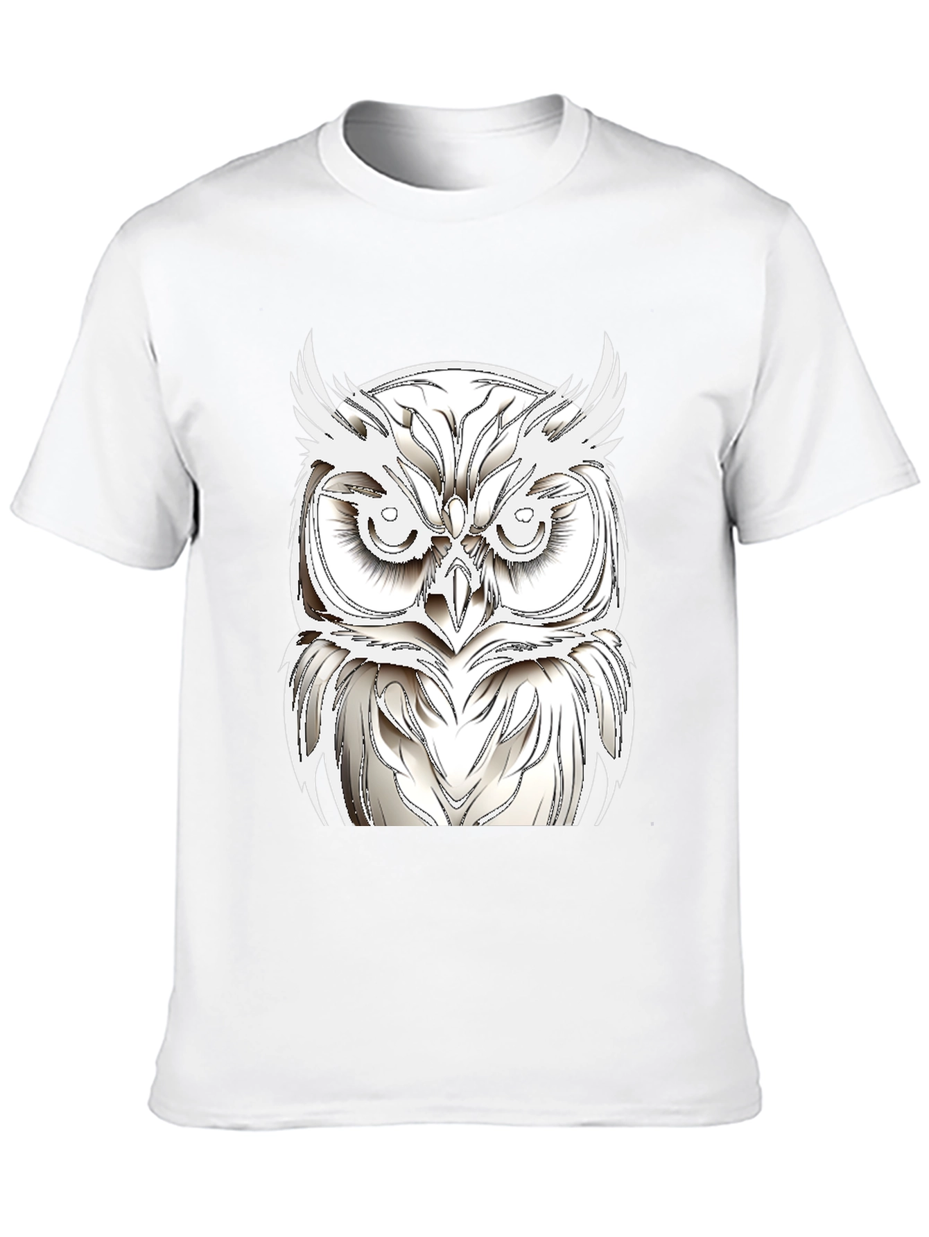 Black T-Shirt with White Owl Design