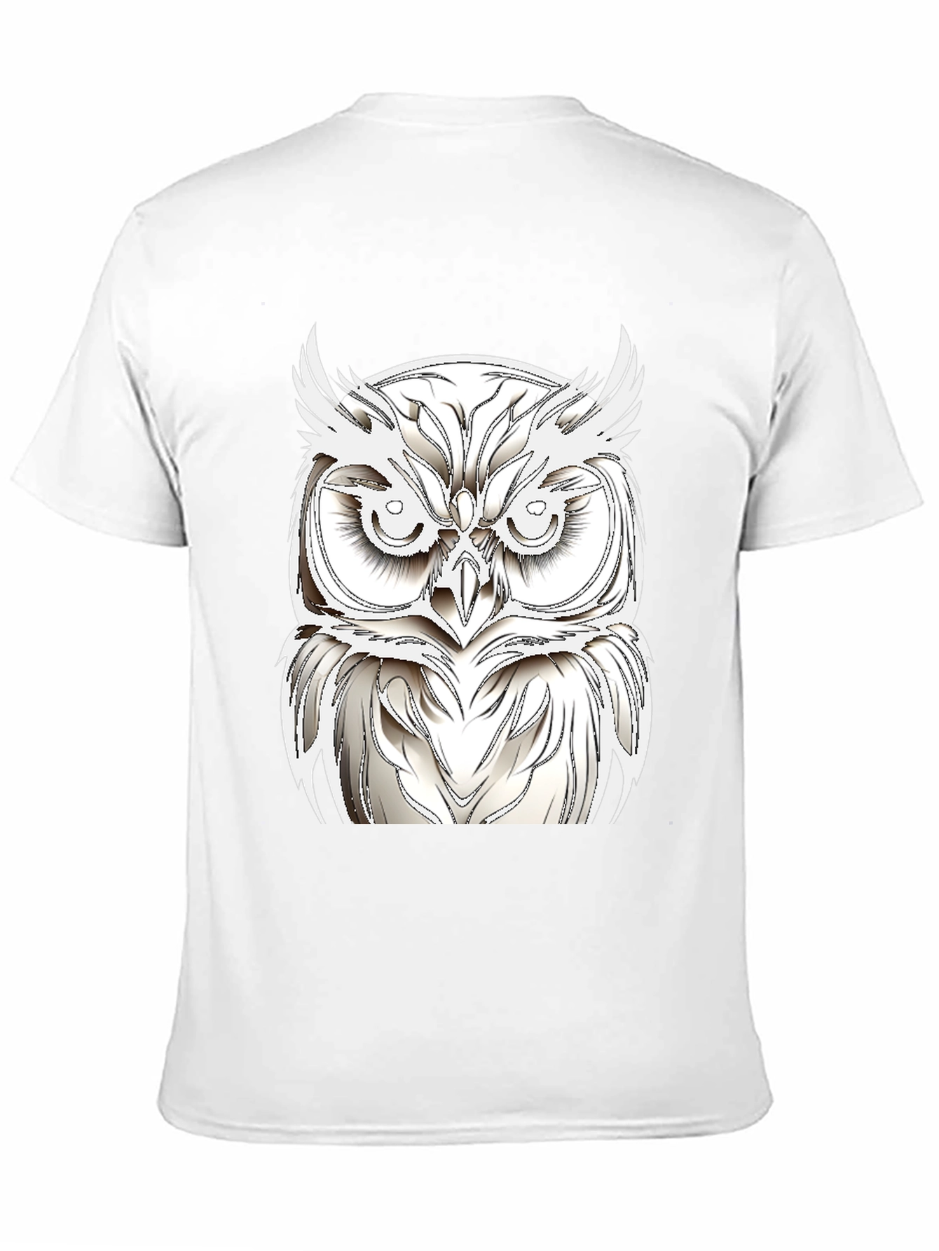 Black T-Shirt with White Owl Design