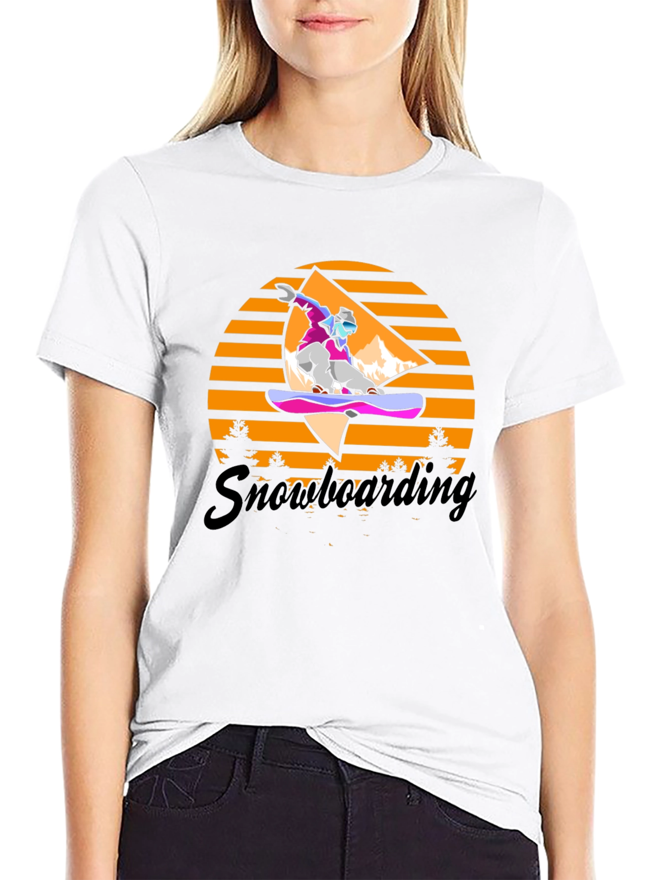 Snowboarding Retro Graphic Tee - Black