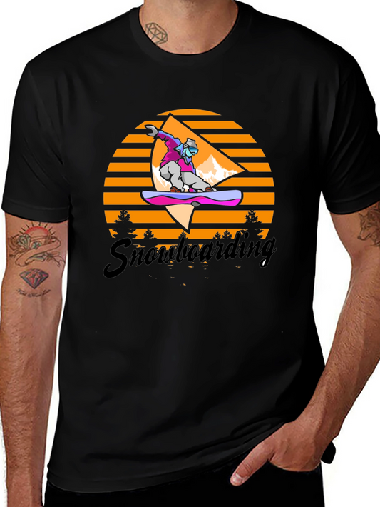 Snowboarding Retro Graphic Tee - Black