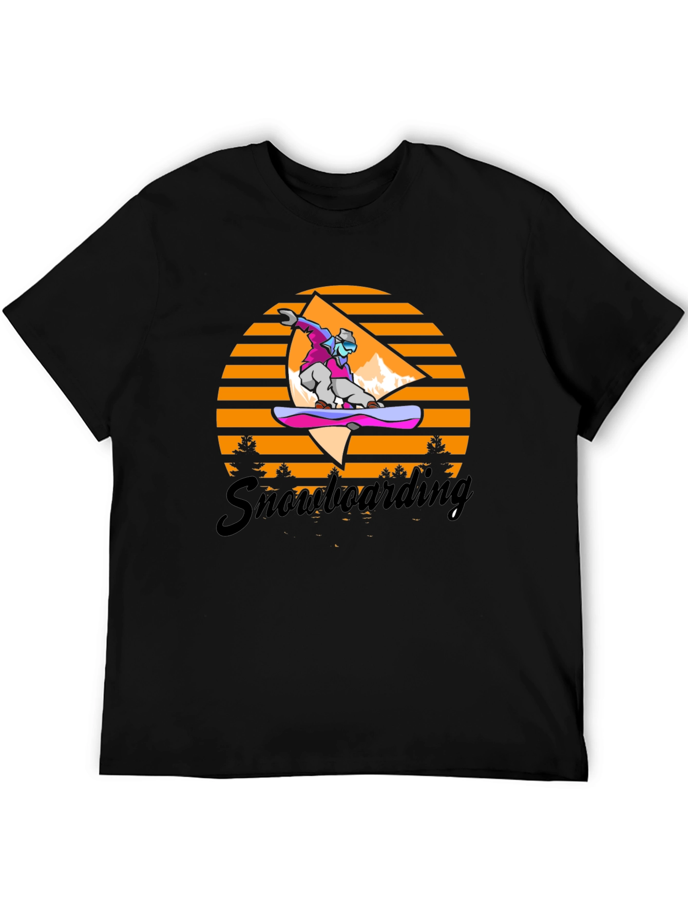 Snowboarding Retro Graphic Tee - Black