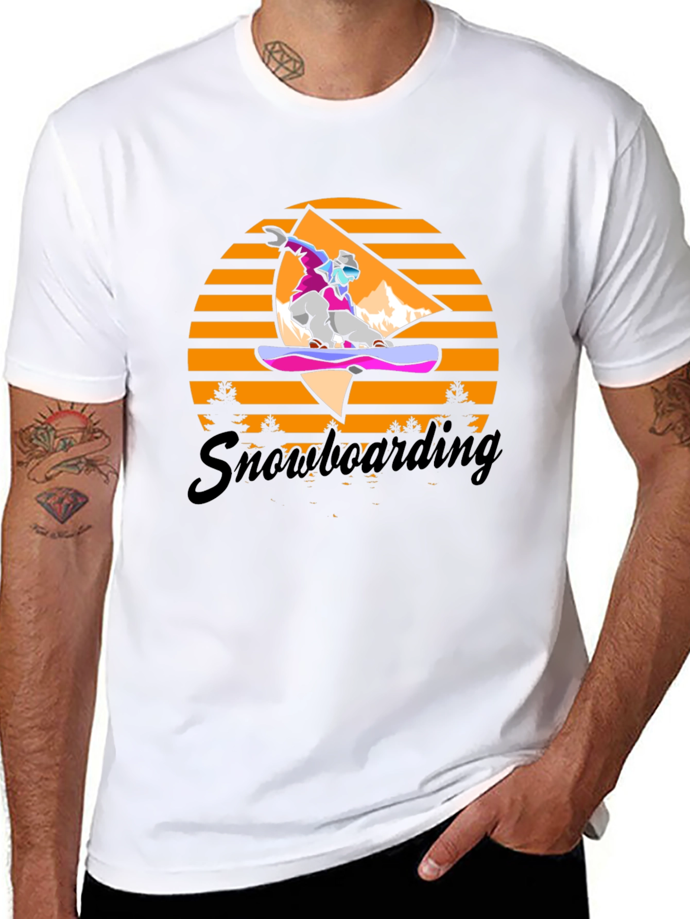 Snowboarding Retro Graphic Tee - Black