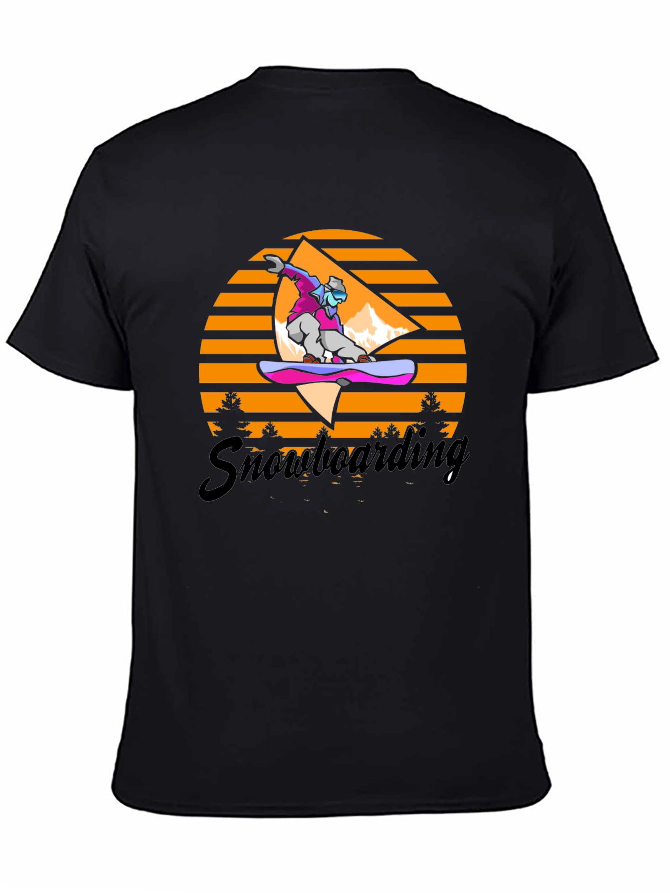 Snowboarding Retro Graphic Tee - Black