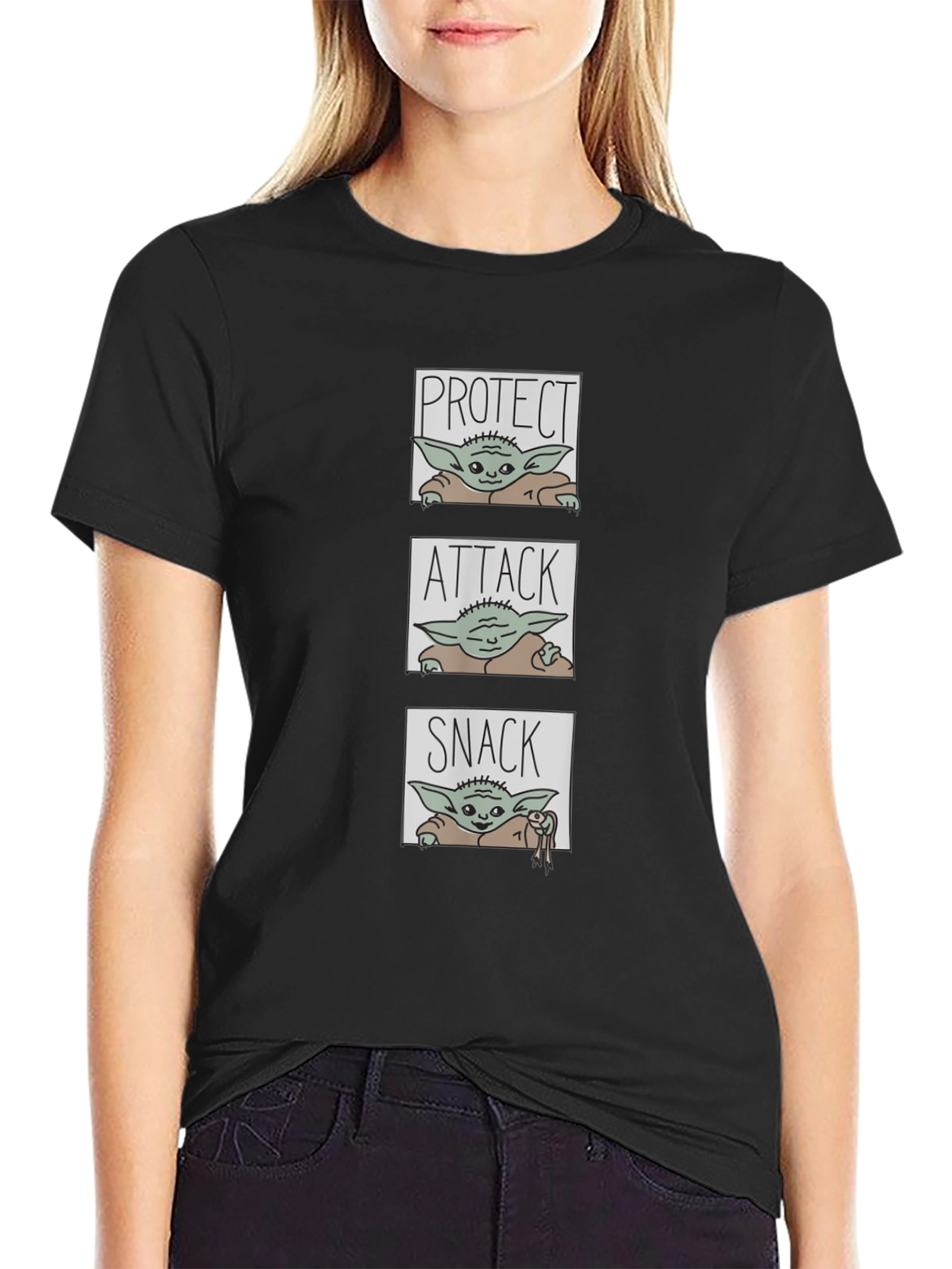 Protect Attack Snack T-Shirt - Baby Yoda
