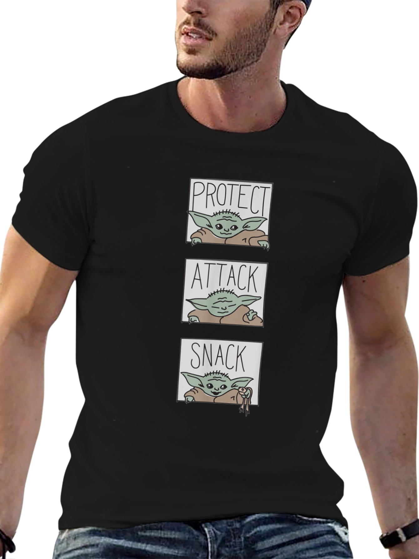 Protect Attack Snack T-Shirt - Baby Yoda