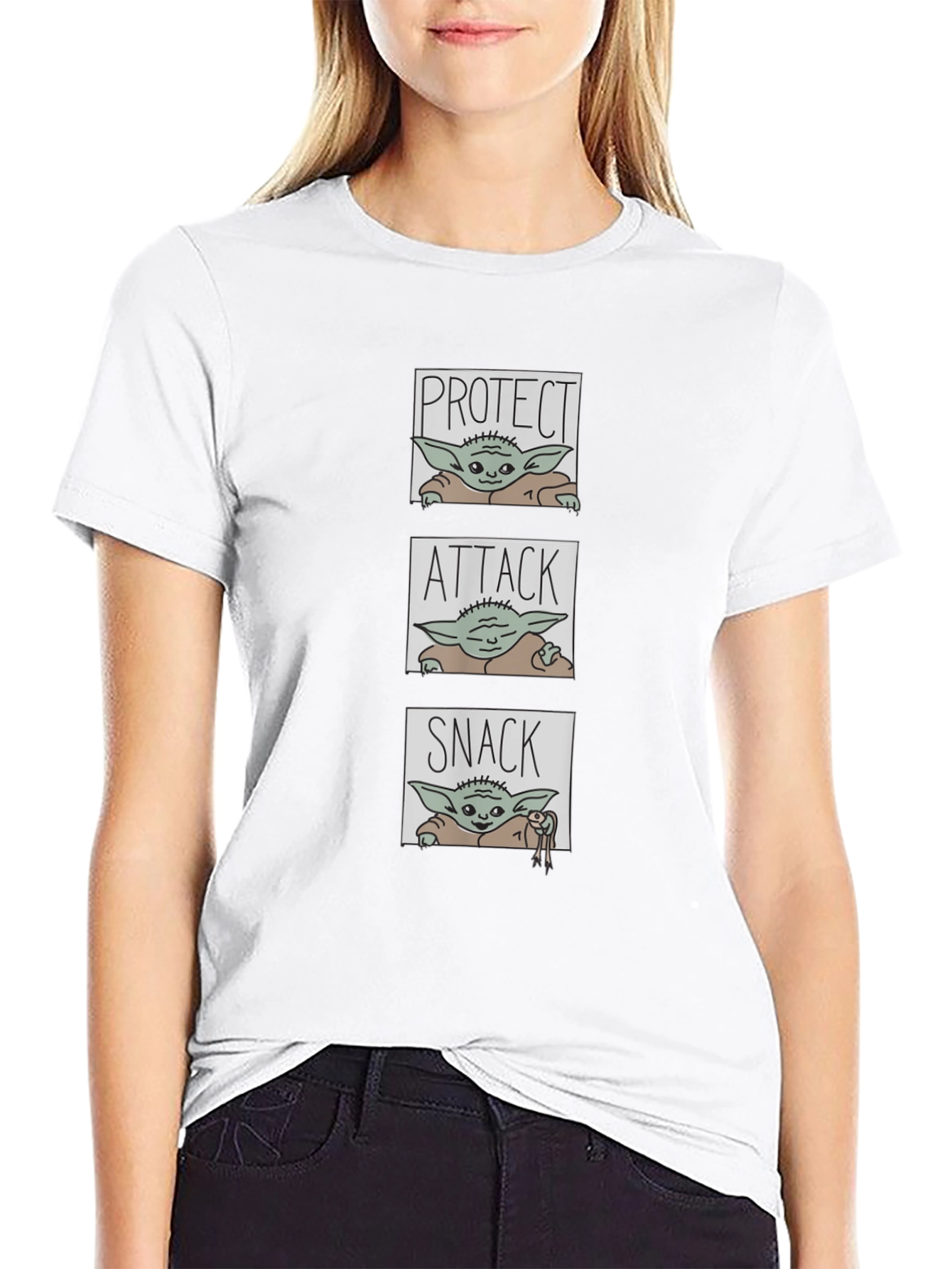 Protect Attack Snack T-Shirt - Baby Yoda