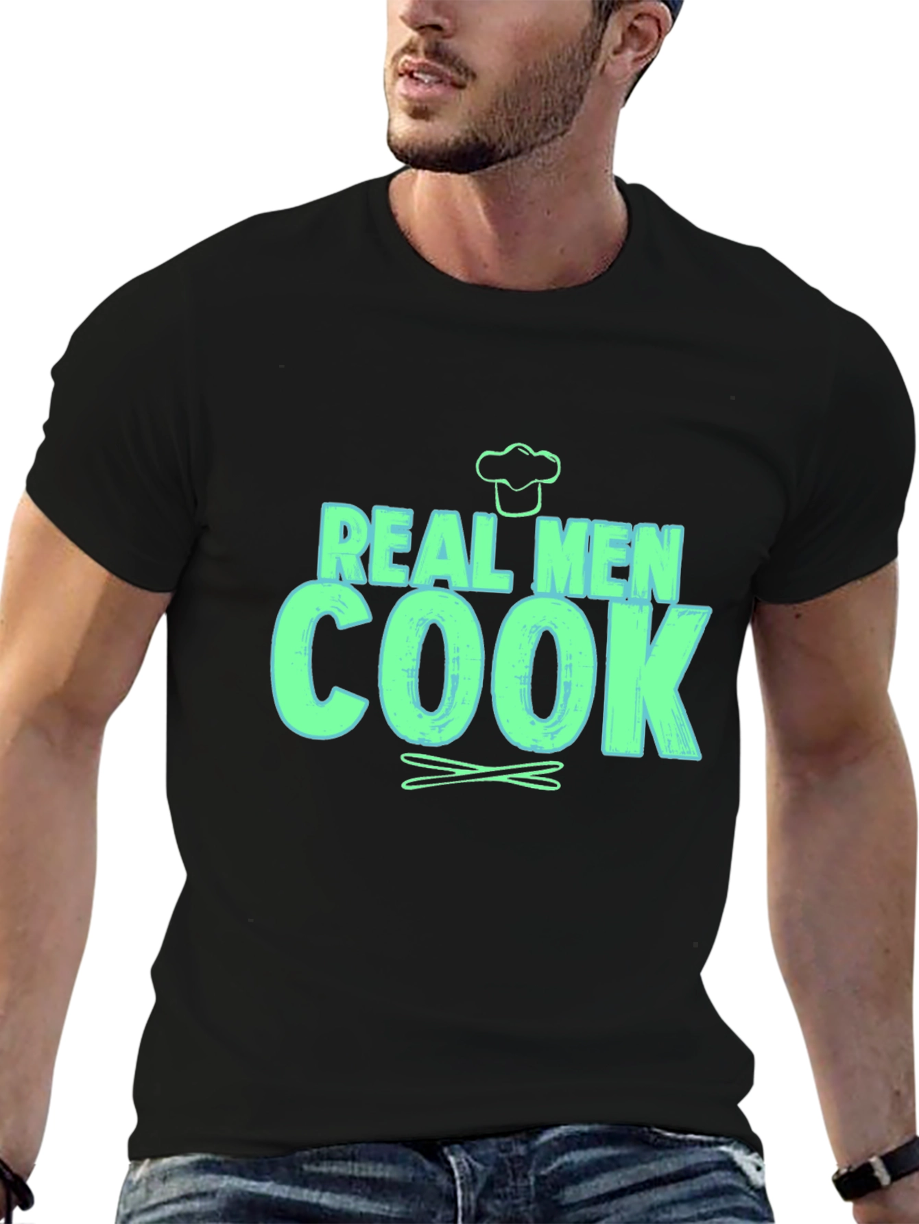 Real Men Cook - Novelty Graphic T-Shirt