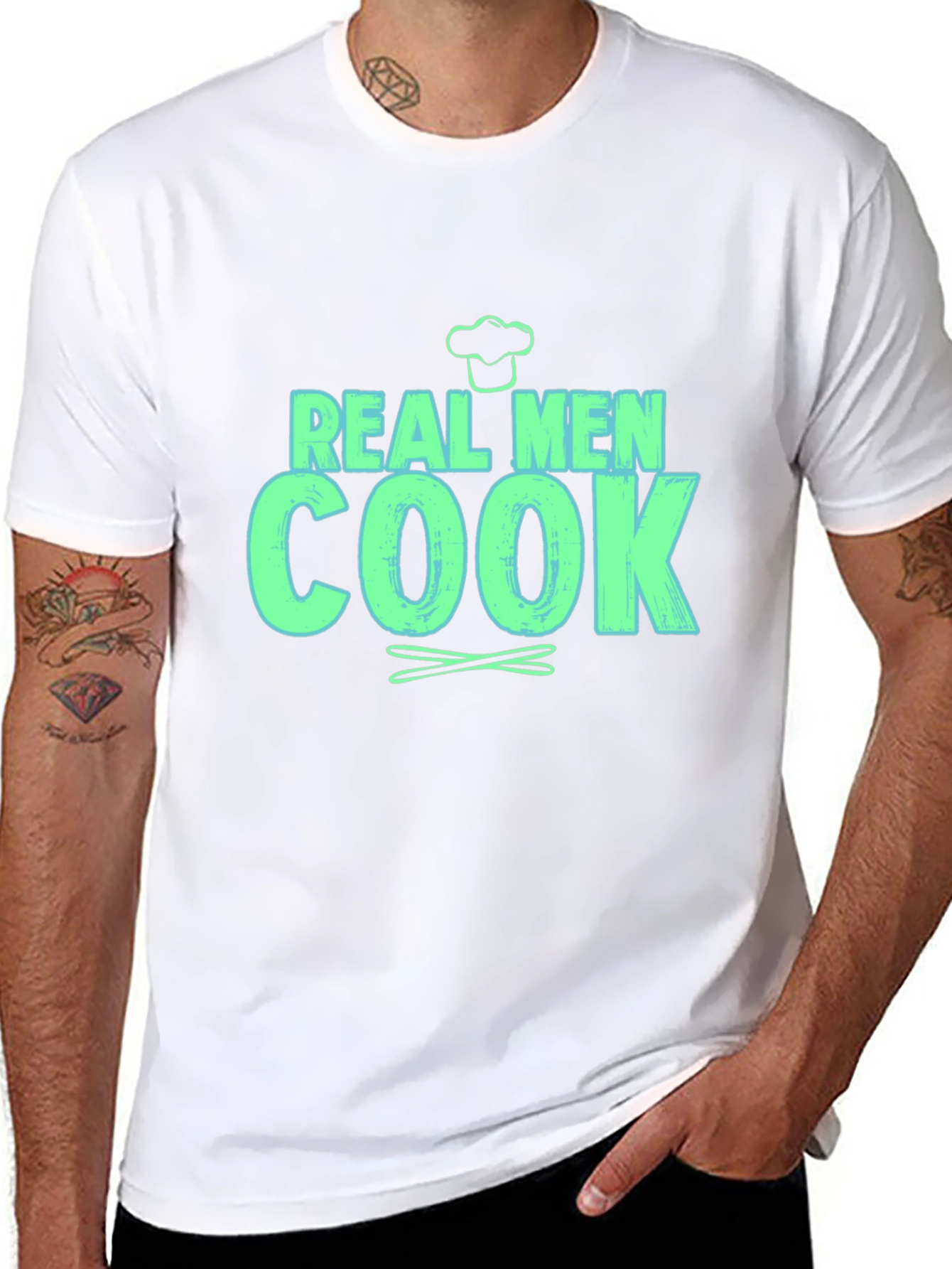 Real Men Cook - Novelty Graphic T-Shirt