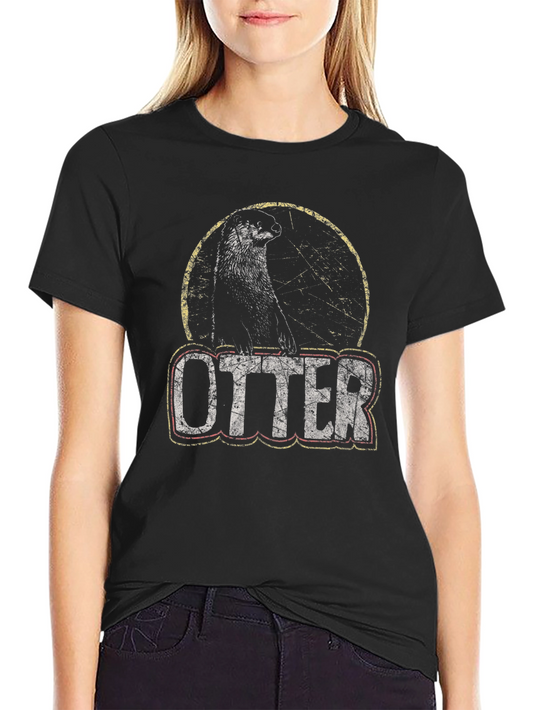 Vintage Otter Graphic T-Shirt - Distressed Design