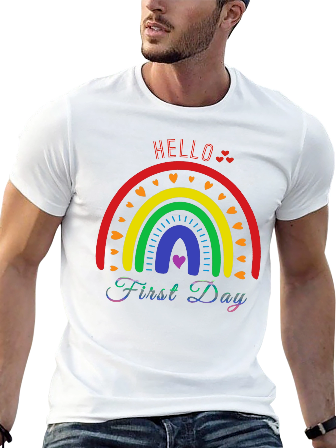 Hello First Day Rainbow T-Shirt