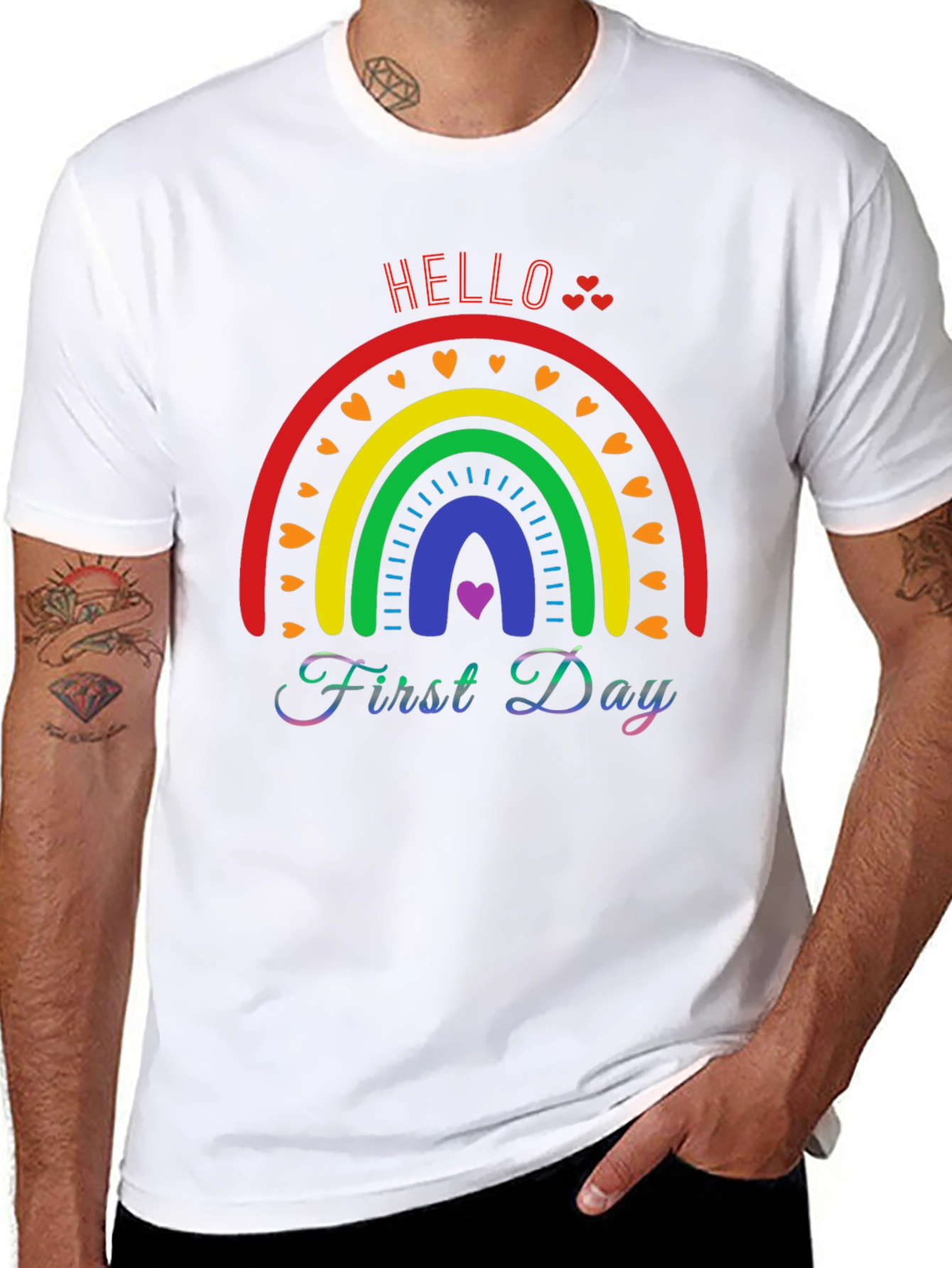 Hello First Day Rainbow T-Shirt
