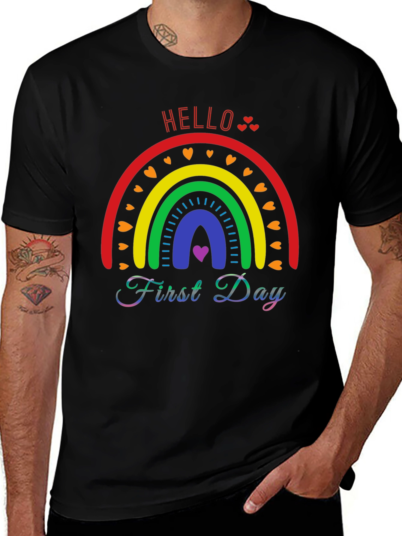 Hello First Day Rainbow T-Shirt