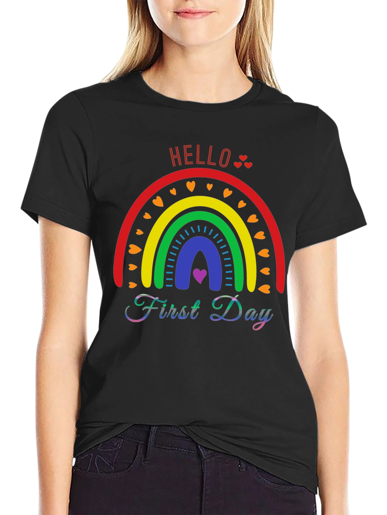Hello First Day Rainbow T-Shirt