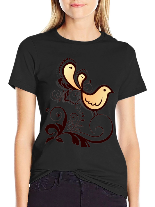 Bird Graphic Print Crew Neck Tee
