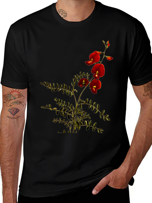 Botanical Print Black T-Shirt