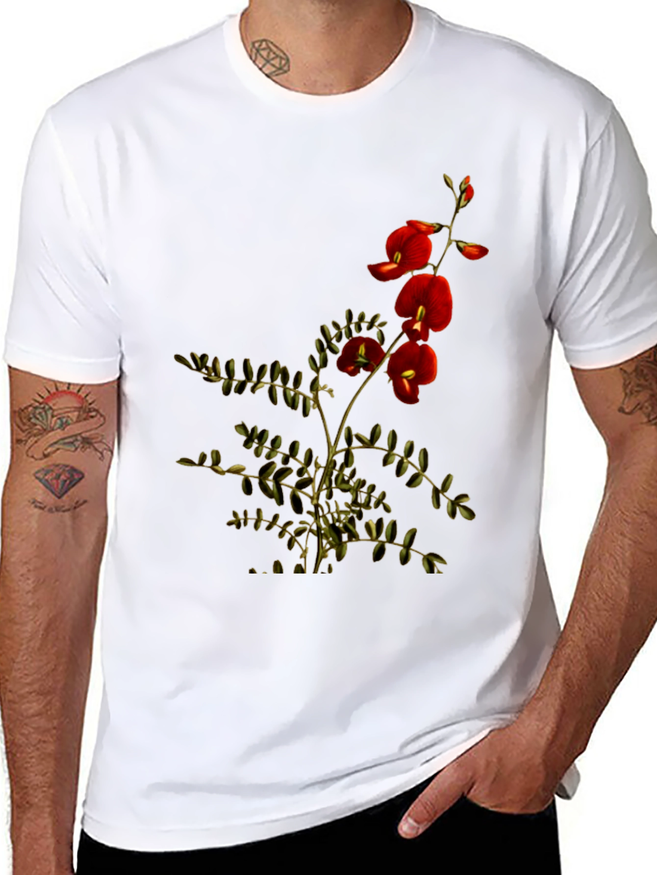 Botanical Print Black T-Shirt