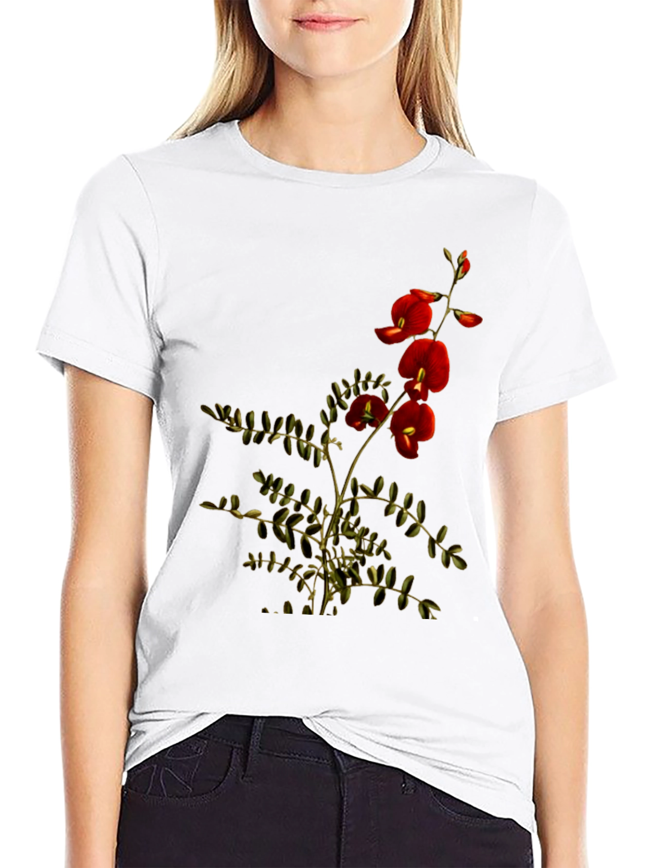 Botanical Print Black T-Shirt