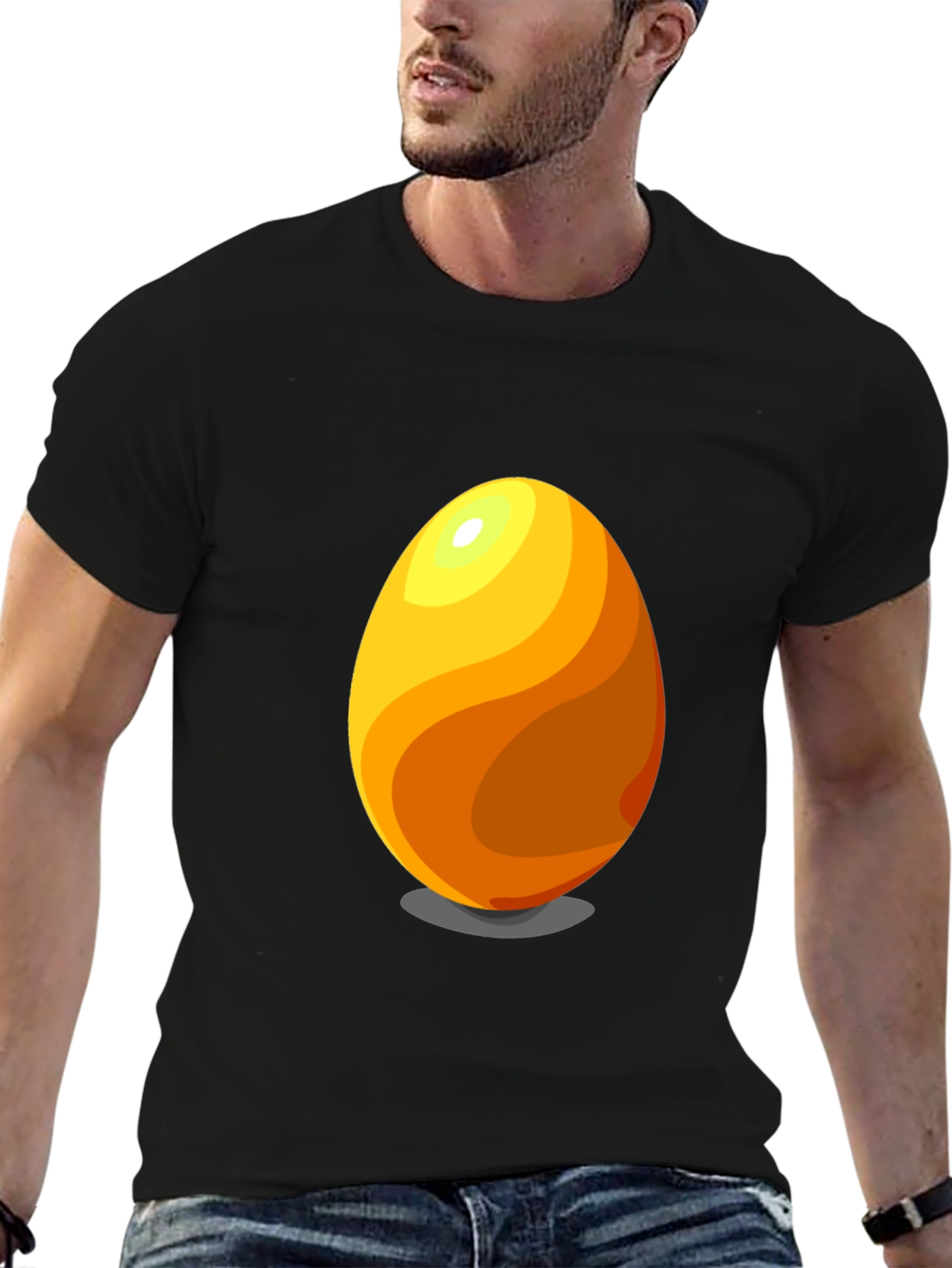 Egg Graphic Tee - Casual Black Cotton T-Shirt