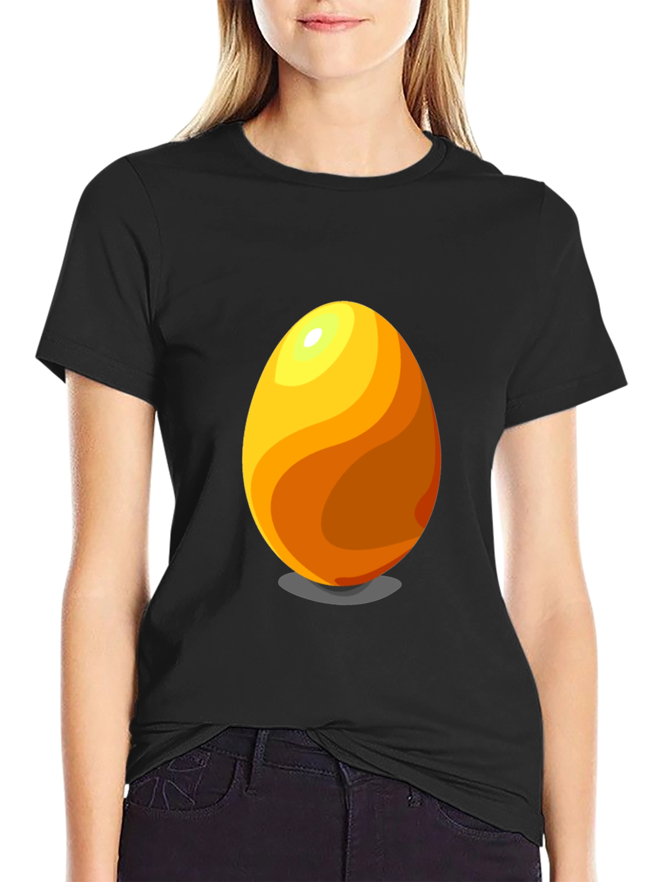 Egg Graphic Tee - Casual Black Cotton T-Shirt
