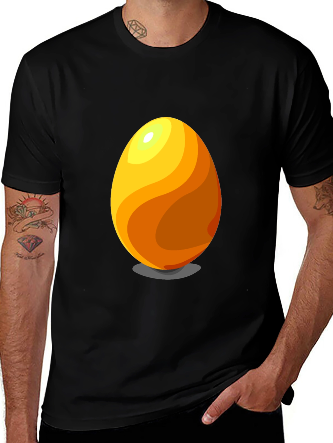 Egg Graphic Tee - Casual Black Cotton T-Shirt