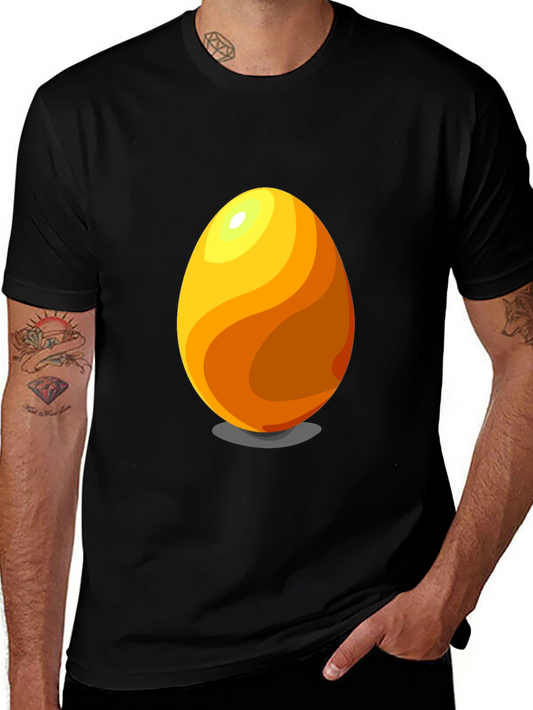 Egg Graphic Tee - Casual Black Cotton T-Shirt