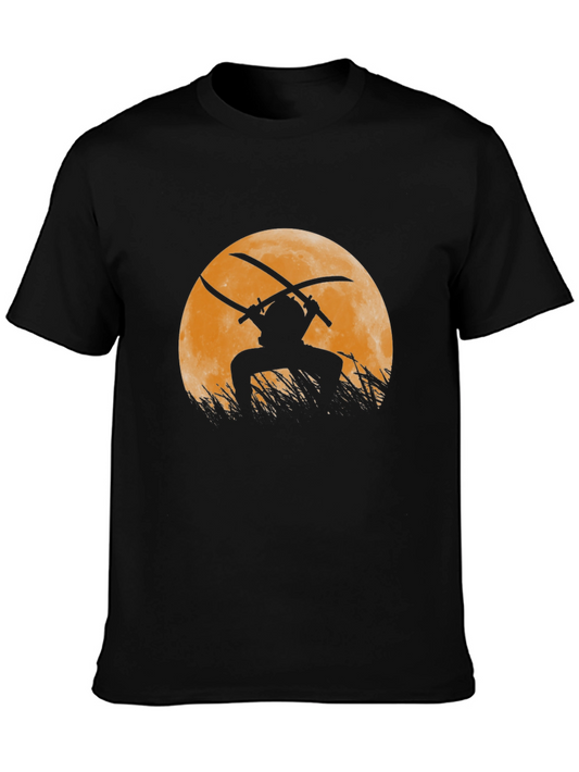 Samurai Moon Graphic T-Shirt