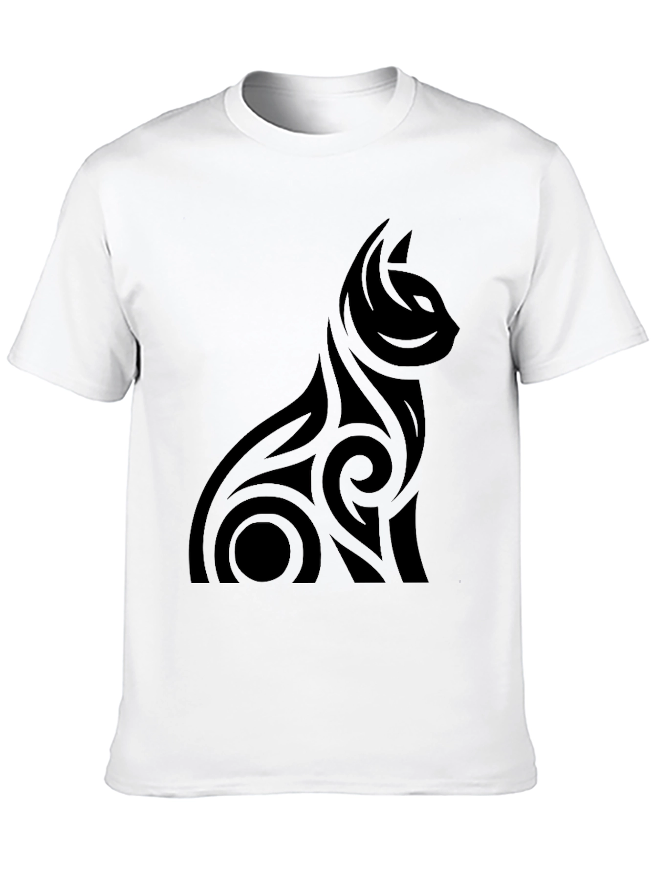 Mens Black Tribal Cat Graphic Tee