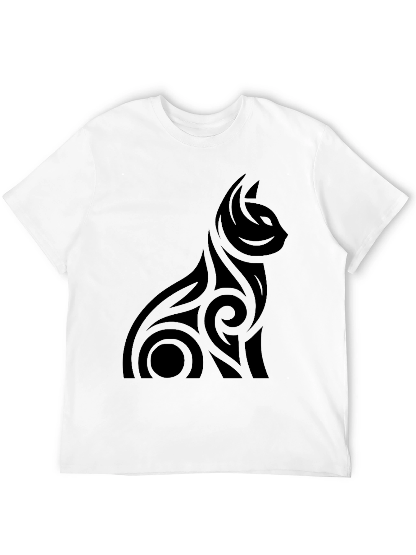 Mens Black Tribal Cat Graphic Tee