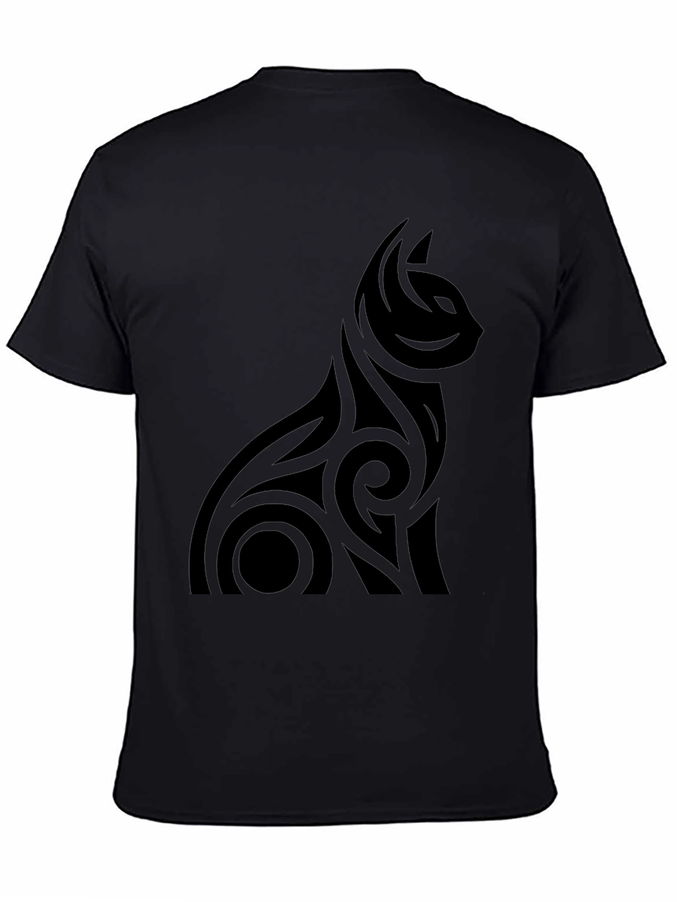 Mens Black Tribal Cat Graphic Tee