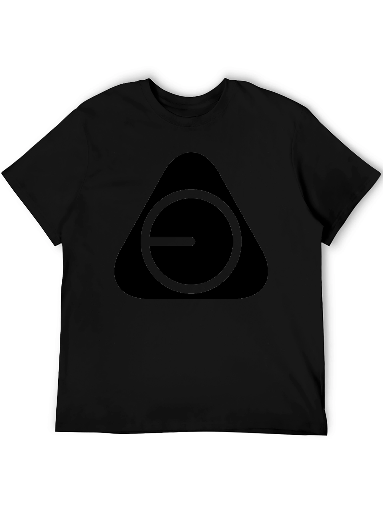 Mens Black Graphic Tee - Triangle Circle Design
