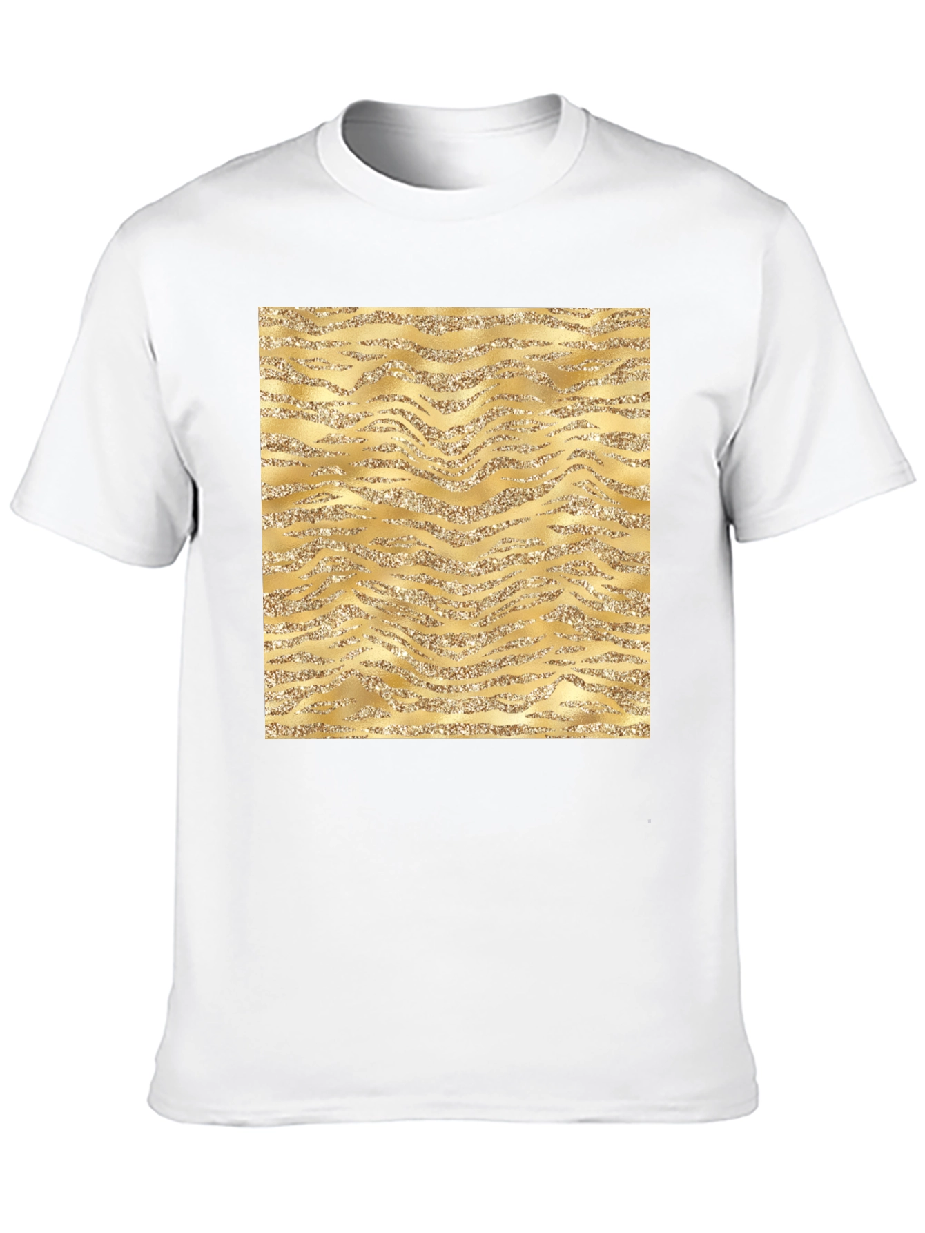 Gold Glitter Zebra Print Black T-Shirt