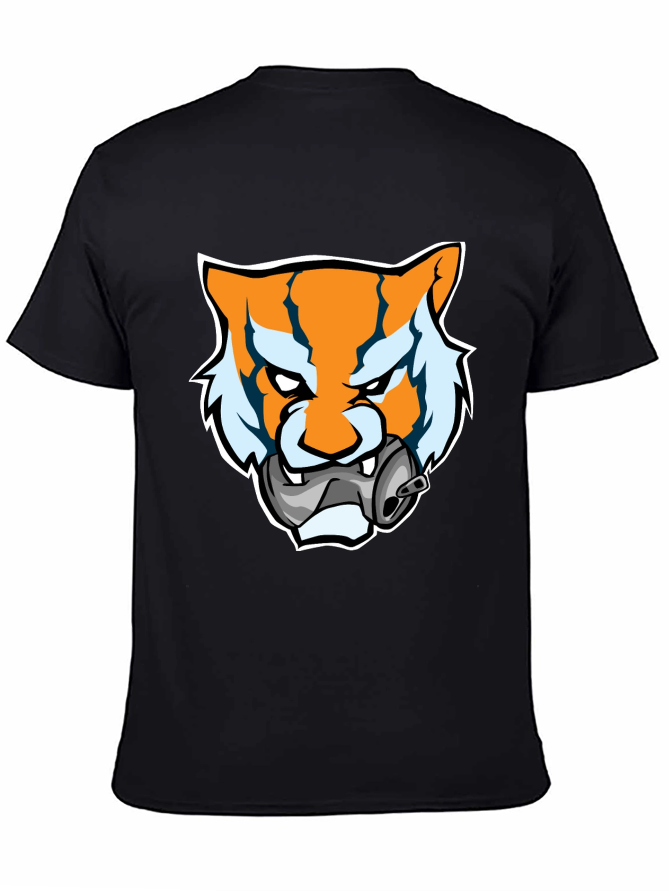 Tiger Mascot Graphic T-Shirt - Bold Black Tee