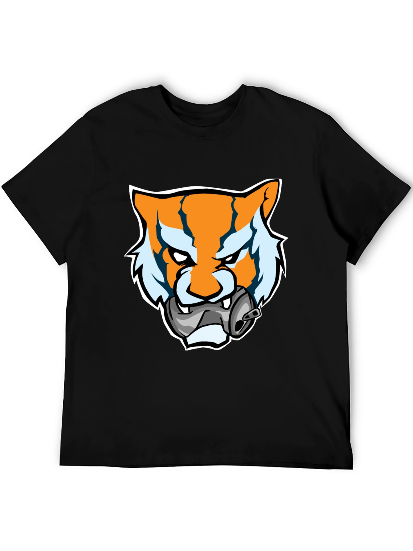 Tiger Mascot Graphic T-Shirt - Bold Black Tee