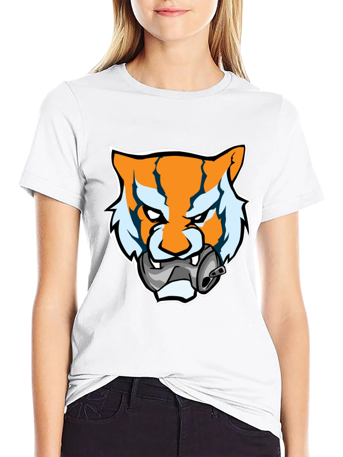 Tiger Mascot Graphic T-Shirt - Bold Black Tee