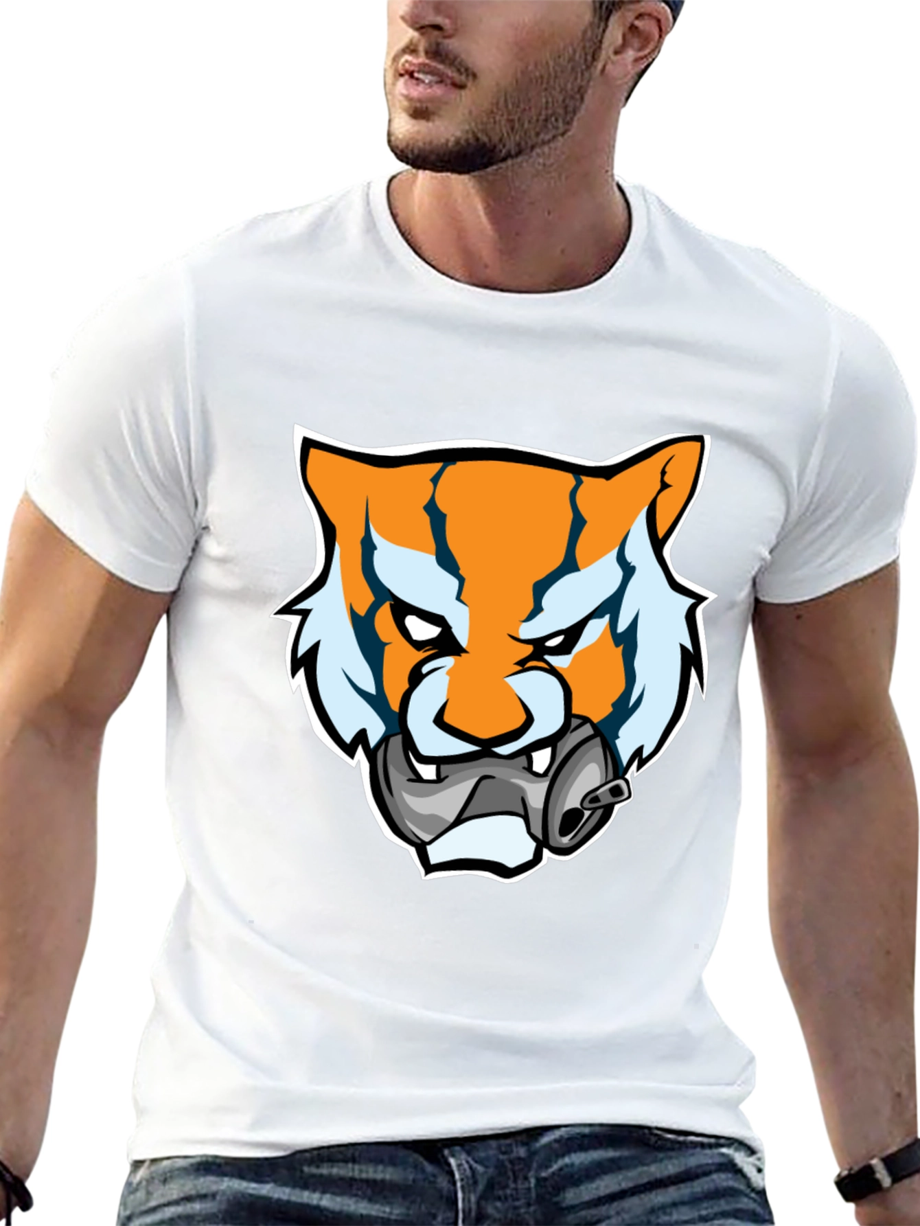 Tiger Mascot Graphic T-Shirt - Bold Black Tee