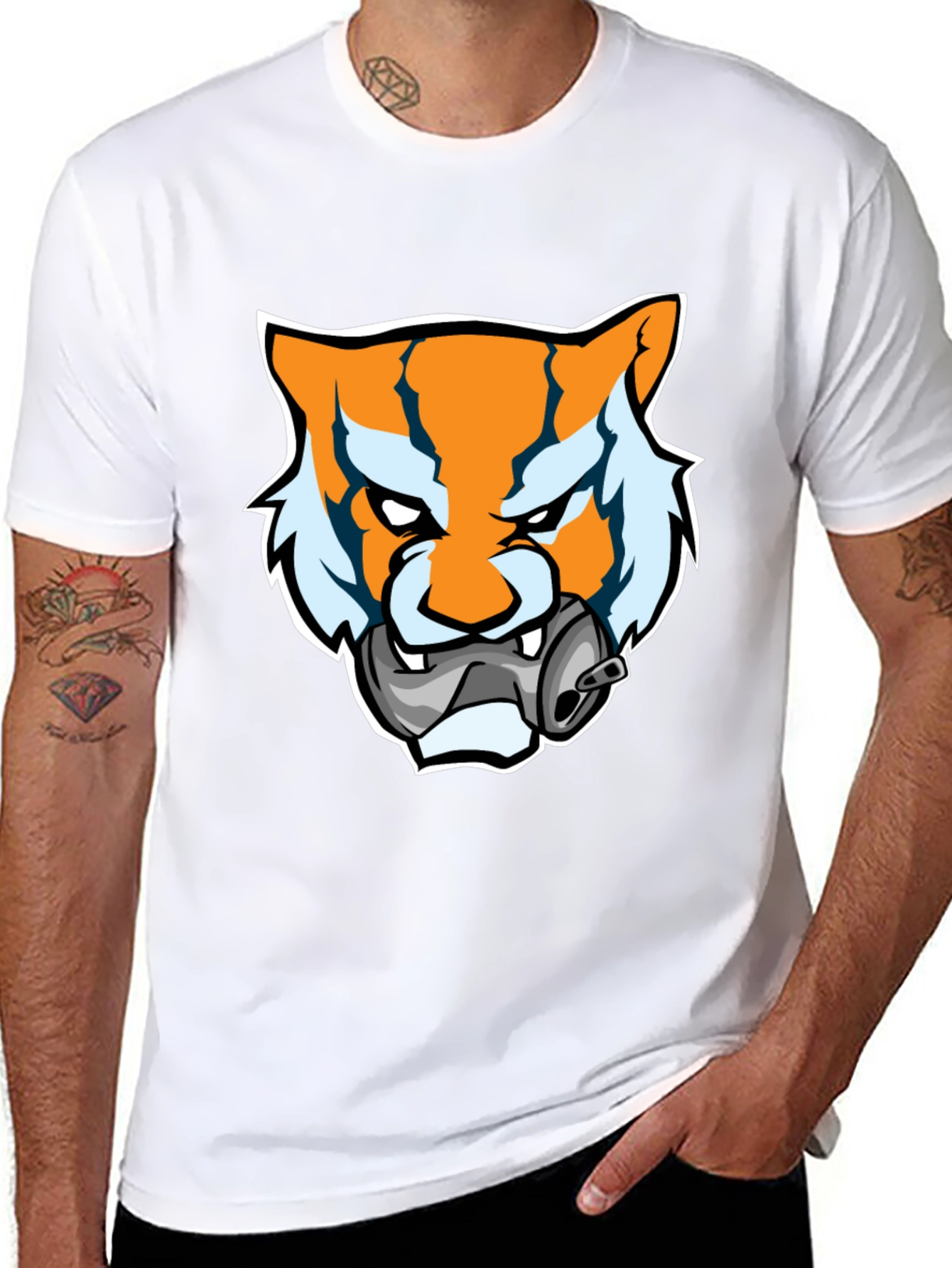 Tiger Mascot Graphic T-Shirt - Bold Black Tee